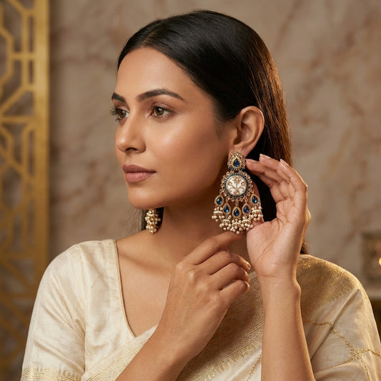 Royal Multicolor Meenakari Pearl Chandbali Earrings for Women | Lady Zone