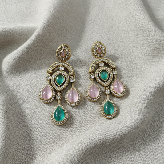 Gold Plated American Diamond Drop Earrings for Women | Lady Zone