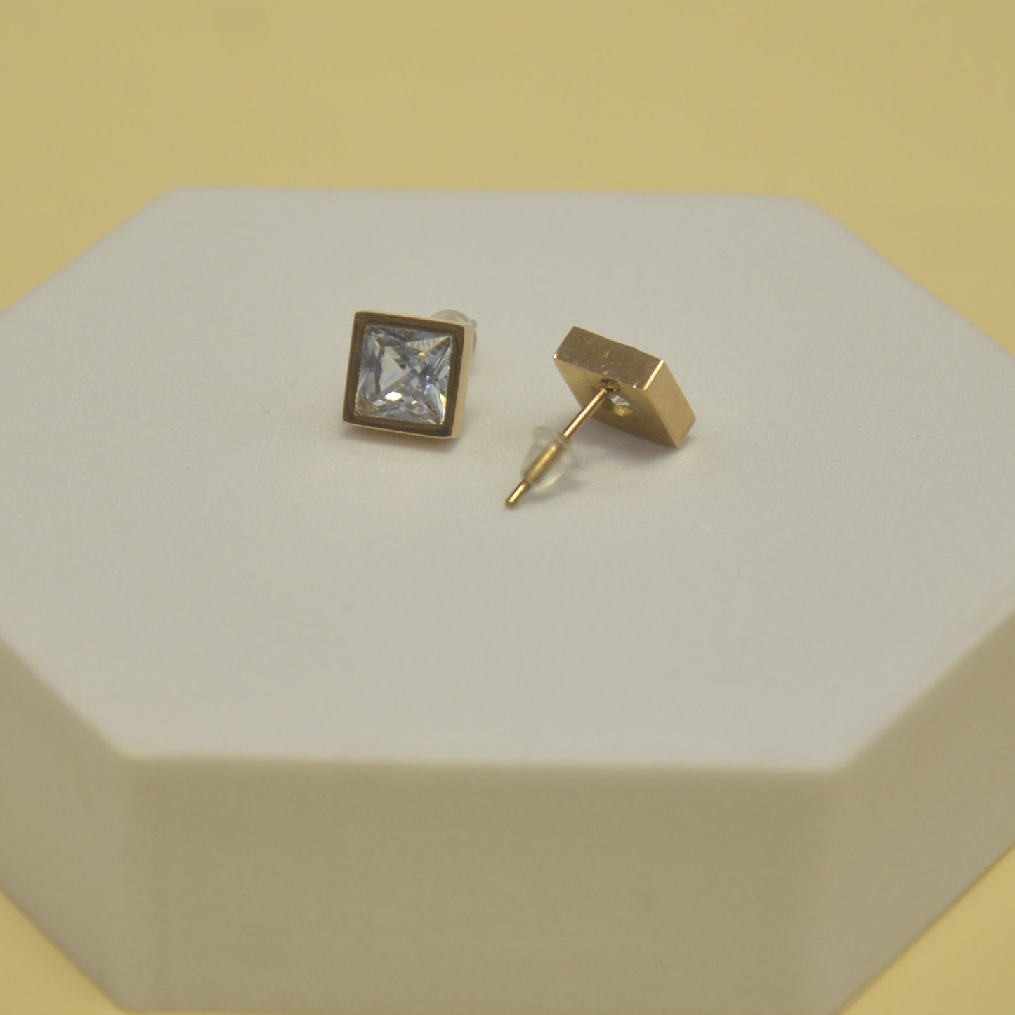 Classic Square Crystal Sainless Still Stud Earrings