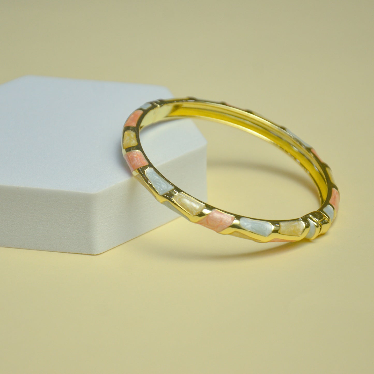 Pastel Mosaic Enamel Gold Plated Bracelet
