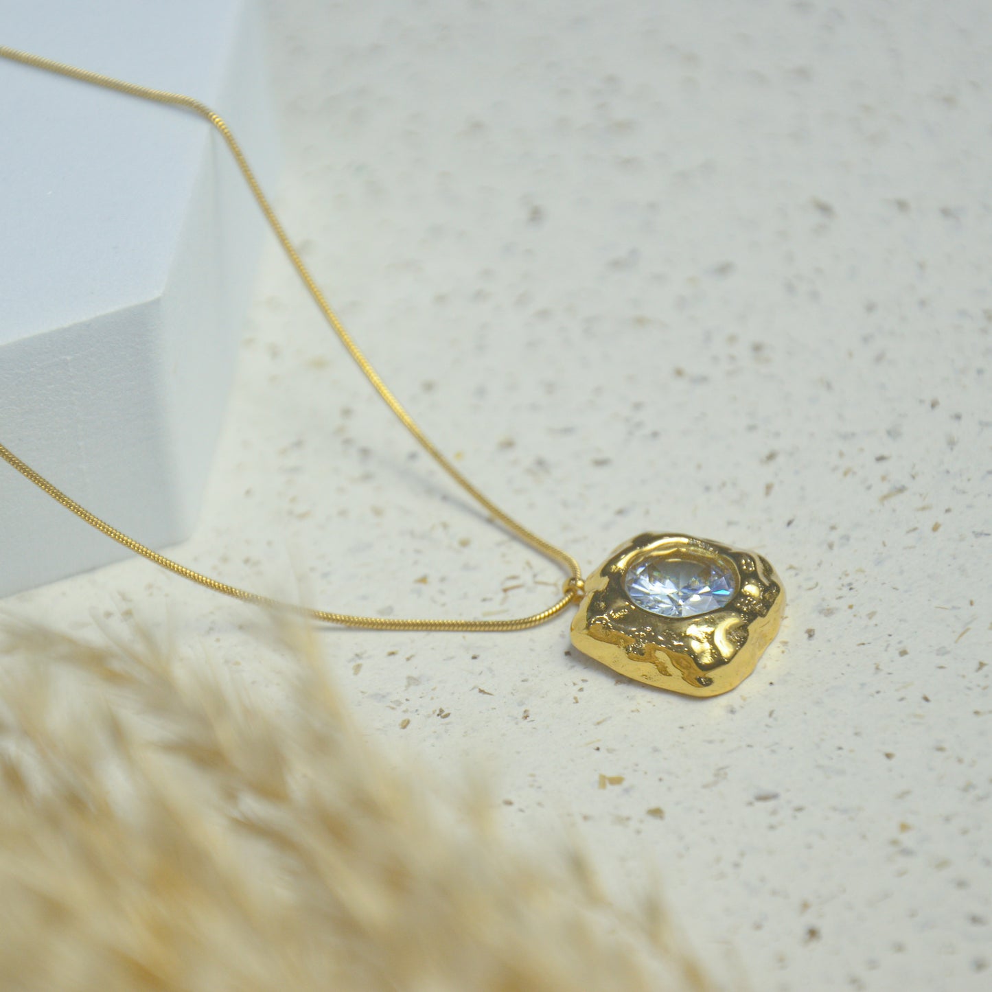 Aurora Textured Gold Pendant Necklace