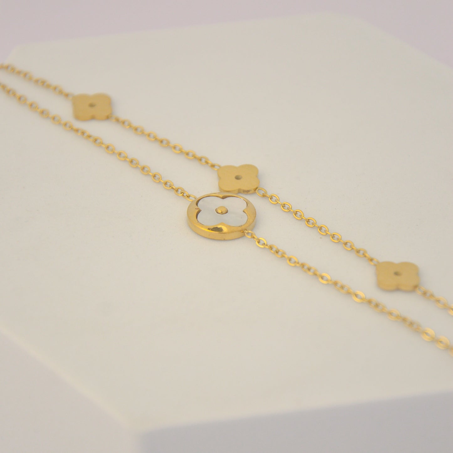 Bloom Charm Dual-Layer Gold Plated Bracelet
