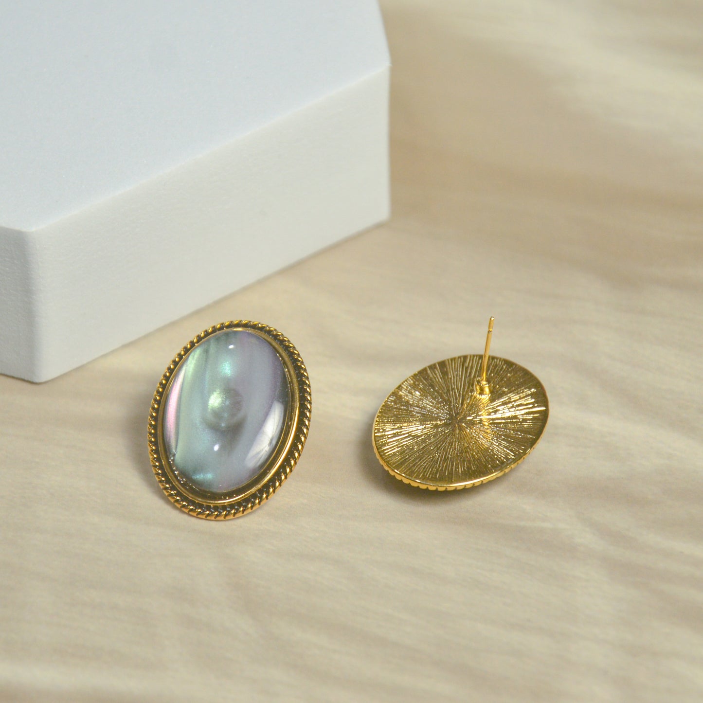 Aurora Shell Oval MOP Stud Earrings