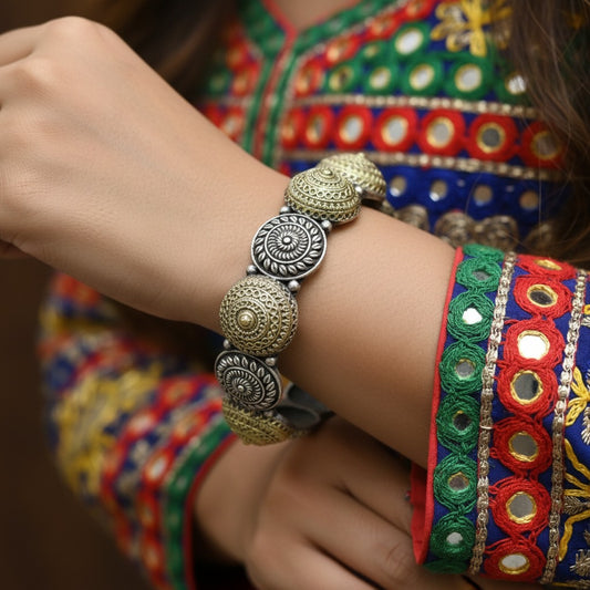 2PC German Silver Dome Design Kada Bangles