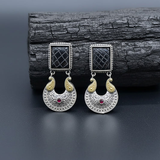 Traditional German Silver Stone Stud Earrings for Women | Lady Zone