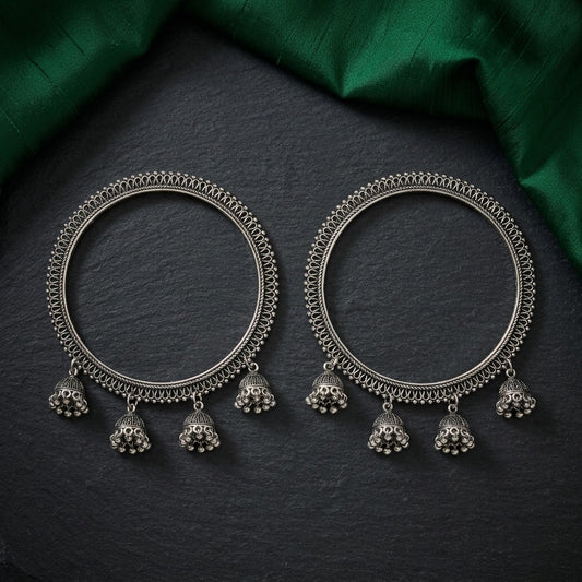 2 PC Traditional Oxidised Jhumki Hoop Bangles for Women | Lady Zone