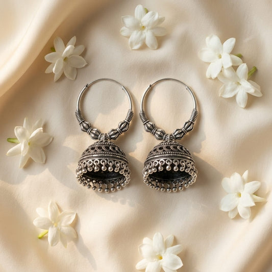 Oxidized Hoop Jhumka Earrings for Women | Lady Zone