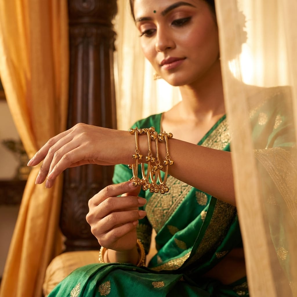 Kashmiri 6 Ghungroo Drop Charm Bangles Set for Women | Lady Zone