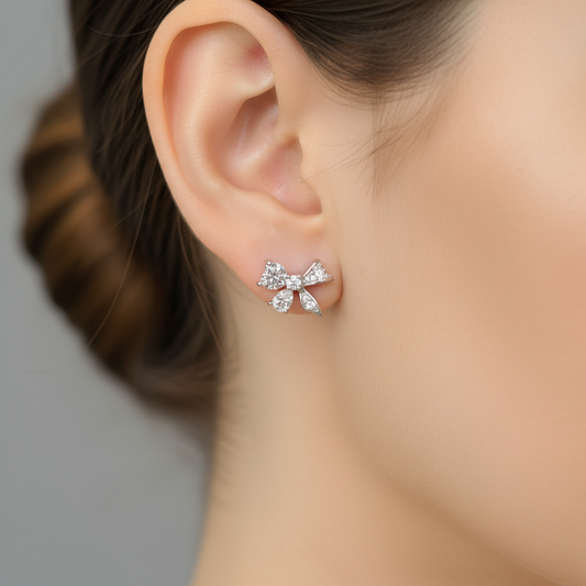 Mini Bow Design Crystal Earrings