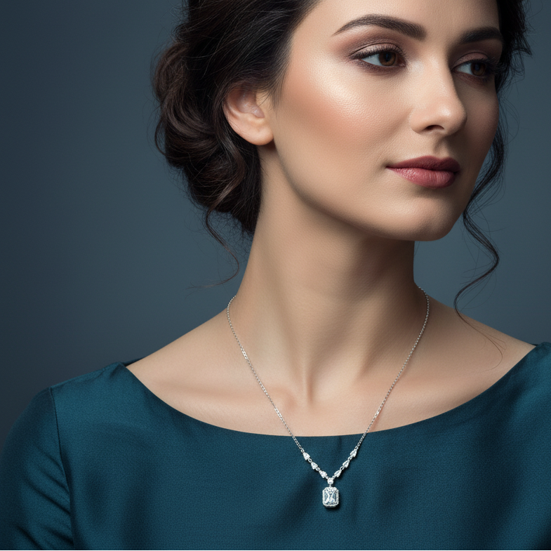 Minimal Emerald-Cut Pendant Necklace