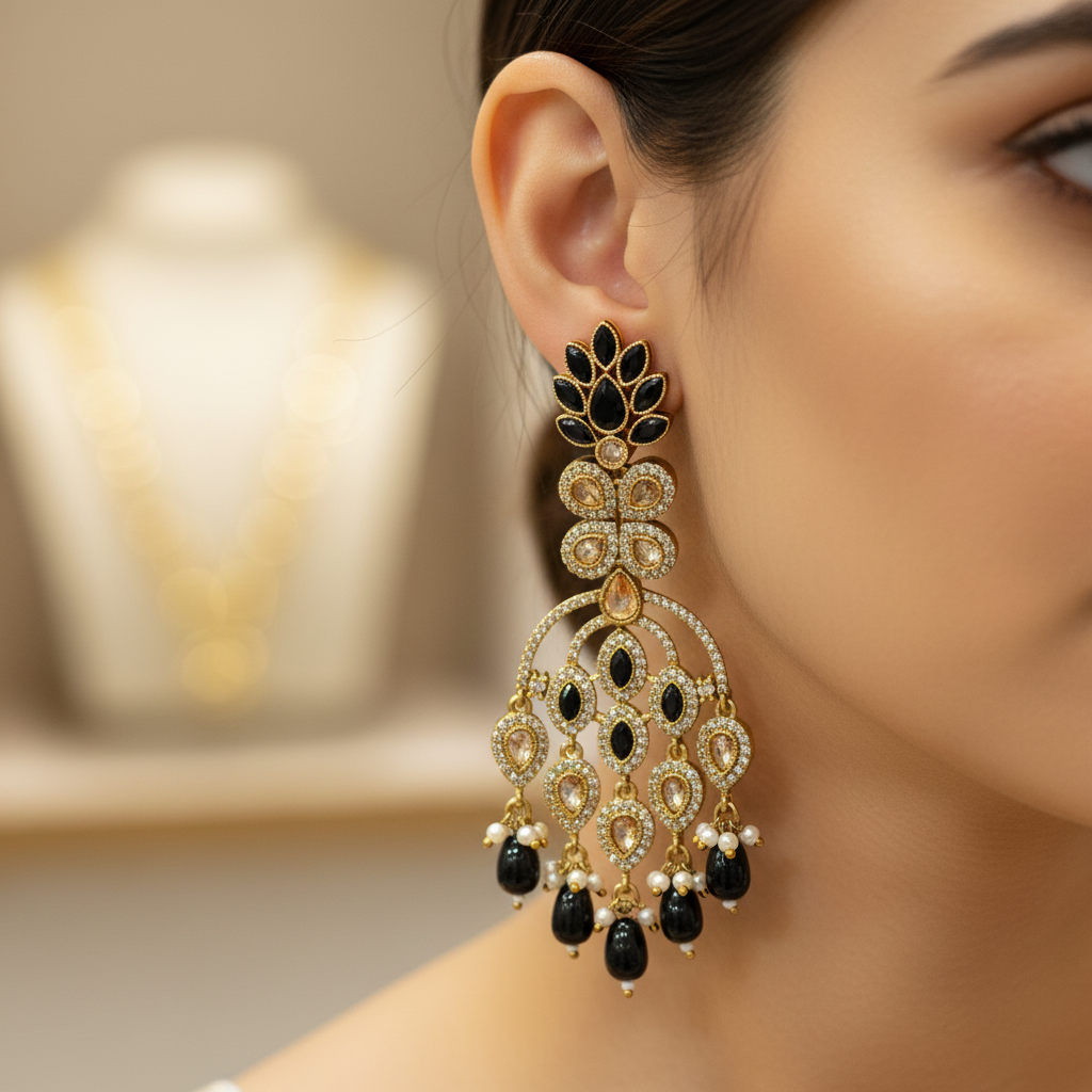 Traditional Gold Plated Ethnic Party Wear Earrings