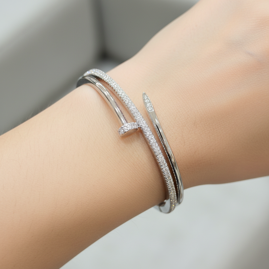 Silver Criss-Cross Crystal Western Bracelet