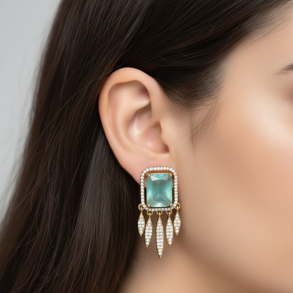 Blush Pink Stone Drop Statement Earrings