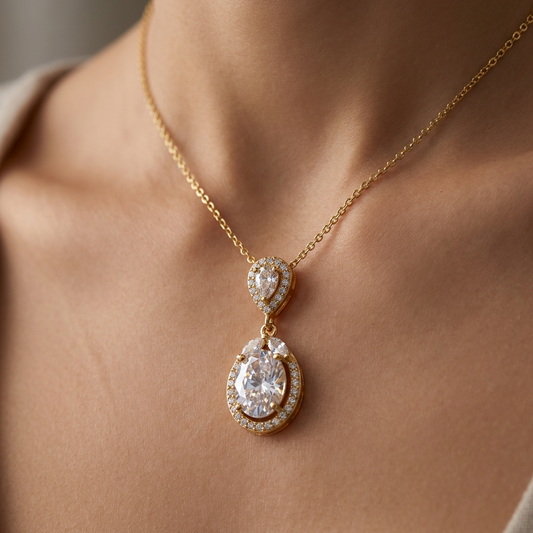 Teardrop Crystal Pendant Necklace for Women