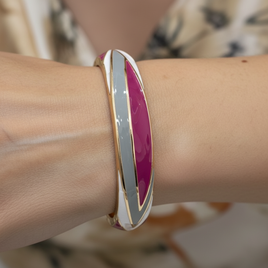 Sleek Stripe Meenakari Kada for Women