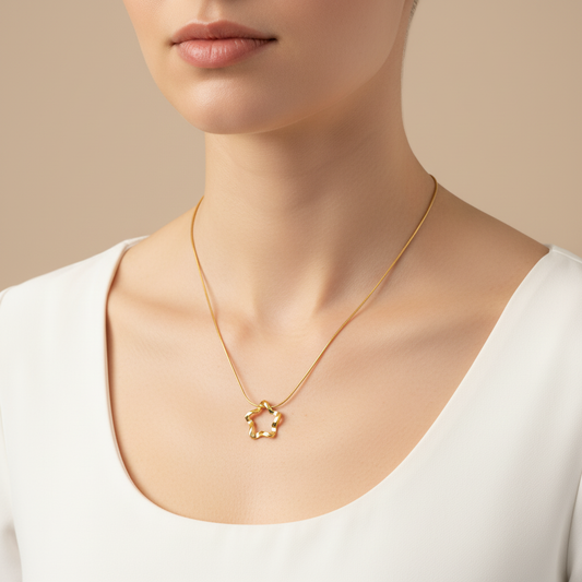 Gold Star Pendant Necklace for Women