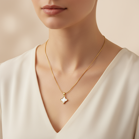 Gold Quatrefoil Pendant Necklace for Women