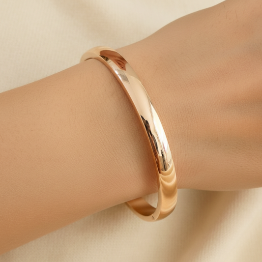 Minimal Glossy Rose Gold Kada Bracelet for Women