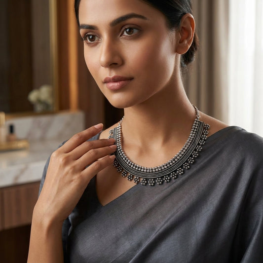 Traditional Oxidised Layered Necklace for Women| Lady Zone