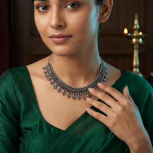 Oxidised Paisley Tribal Necklace for Women | Lady Zone