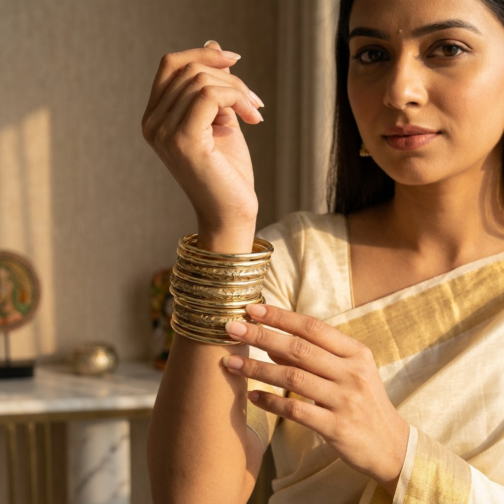 Traditional Engraved Wooden Bangle Set for Women | Lady Zone