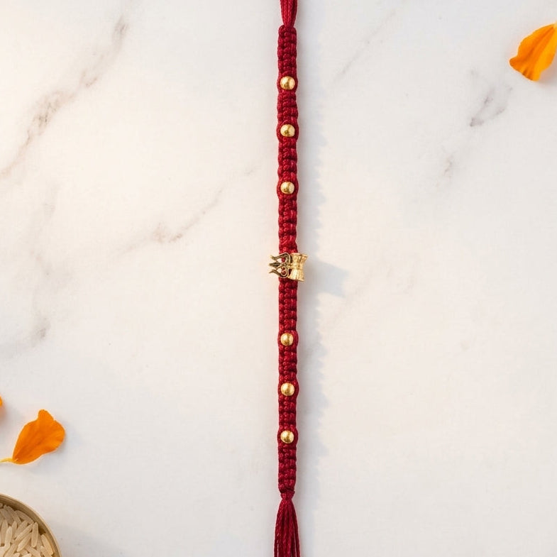 2 PCTraditional Trishul and Damru Macrame Rakhi