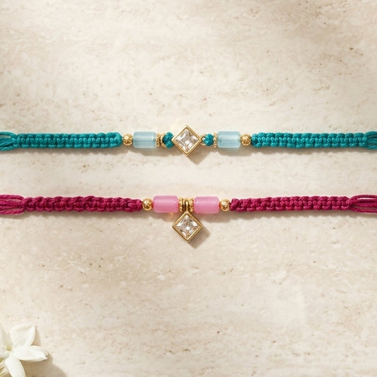 Geometric Crystal Macrame Bhai Bhabhi Rakhi