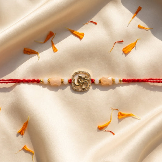 Rotating Om Square Crystal Rakhi