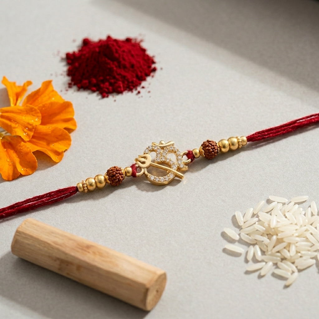 Trishul Om Crystal Rakhi