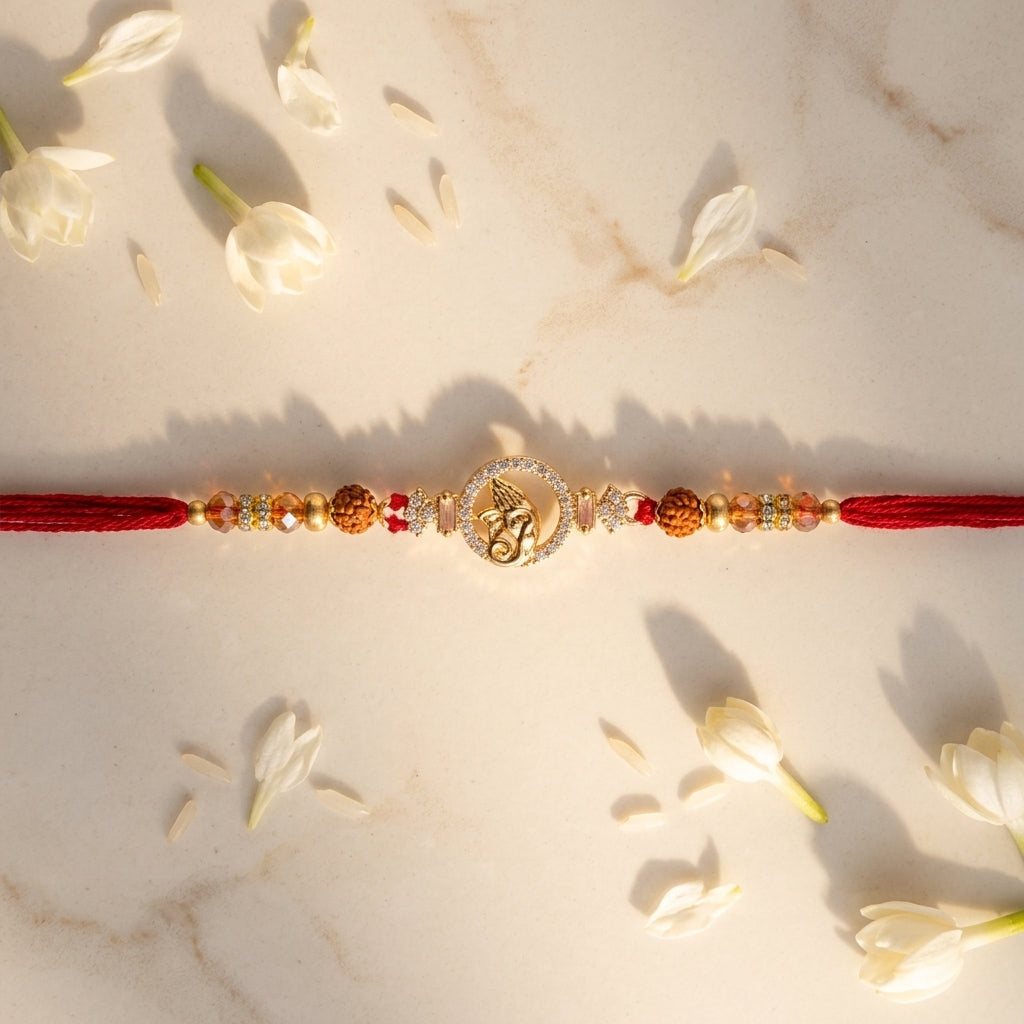 Ornate Ganesha Crystal Rakhi