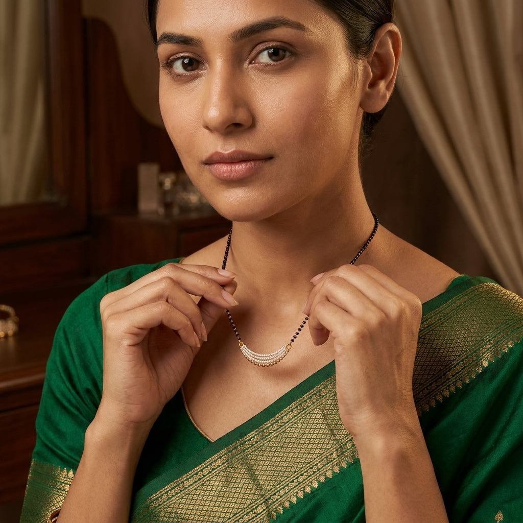 Sparkling CZ Curve Mangalsutra for Women