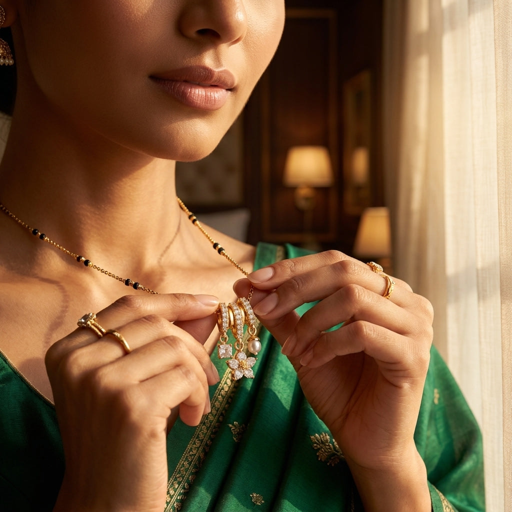 Floral Charm Diamond Mangalsutra for Women