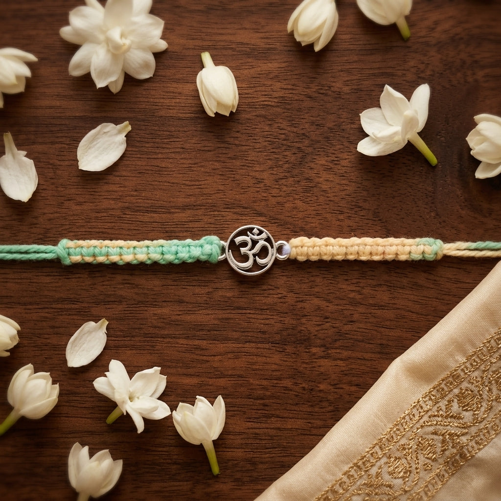 3PC Boho Om Macramé Rakhi Set