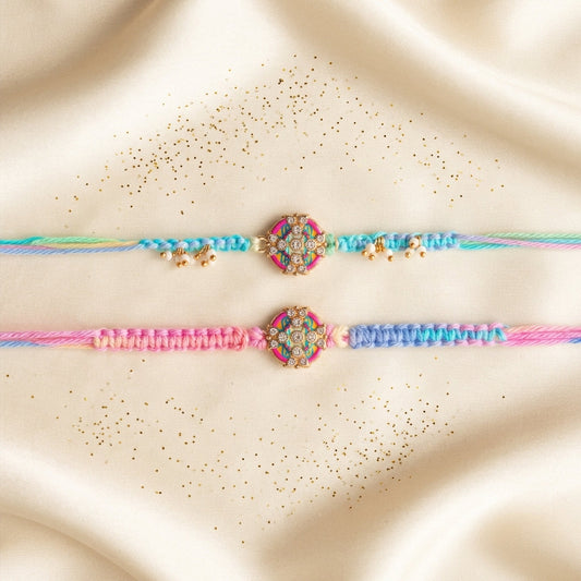 Vibrant Pastel Multicolor Thread Bhai Bhabhi Rakhi