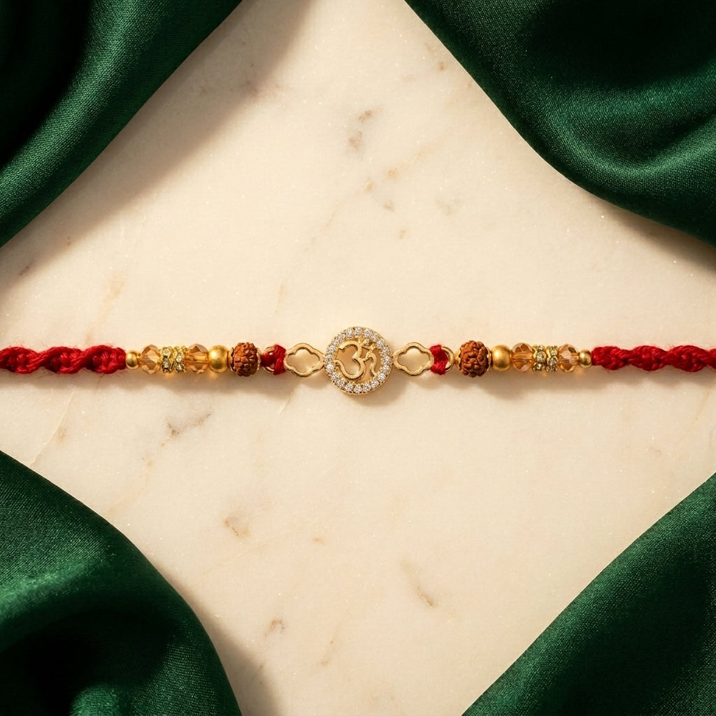 Stone-Studded Om Designer Rakhi