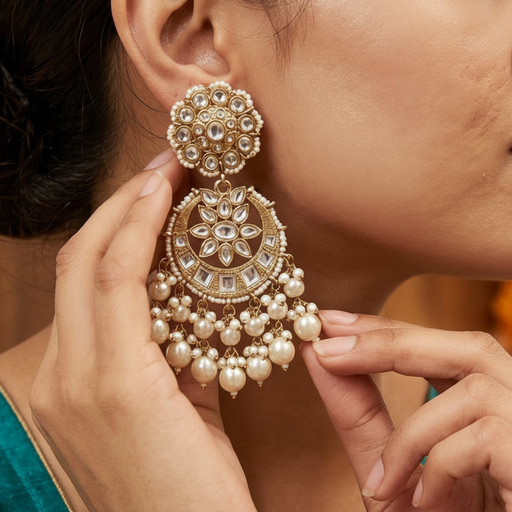Royal Kundan \Chandbali Earrings