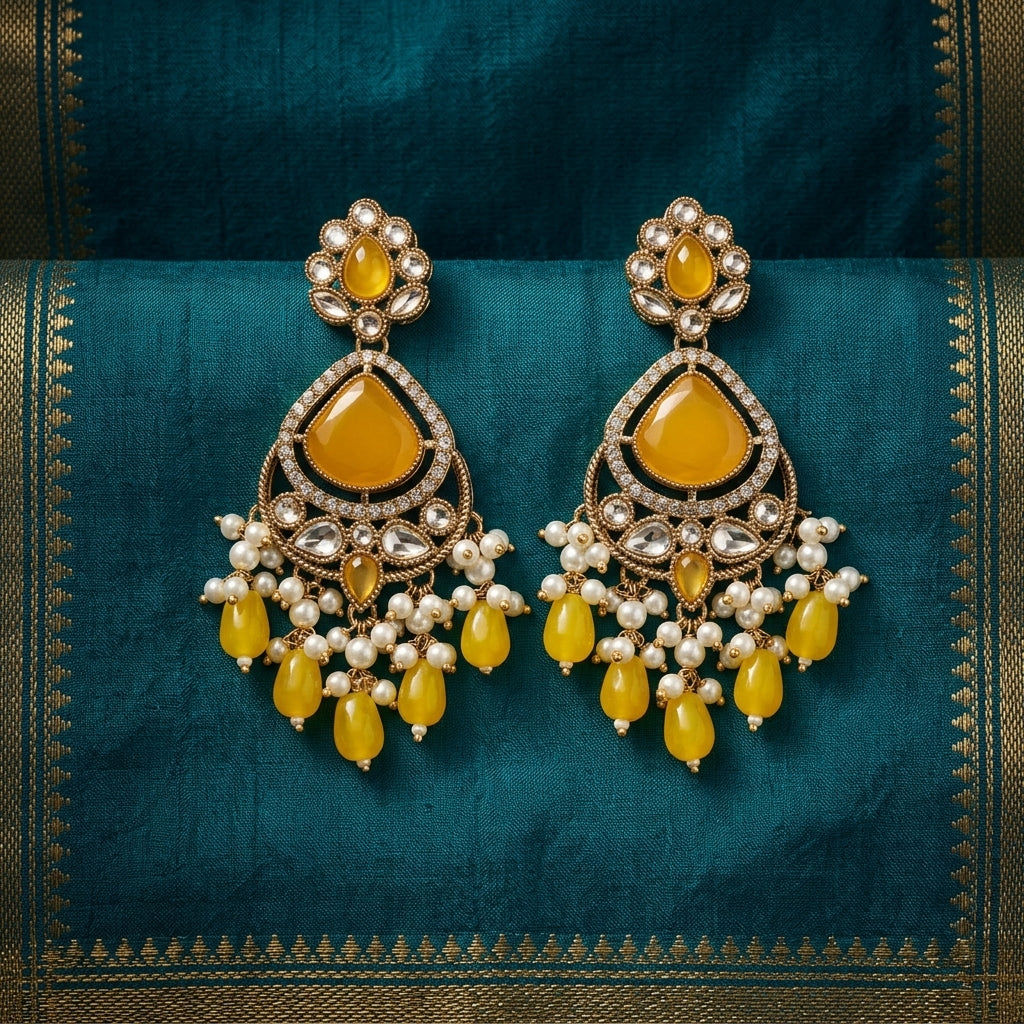 Crimson & Pearl Chandbali Earrings