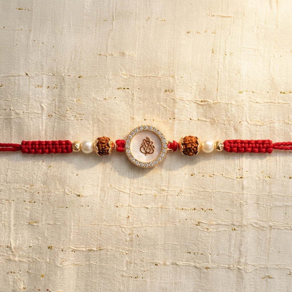 Divine Ganesha & Rudraksha Rakhi