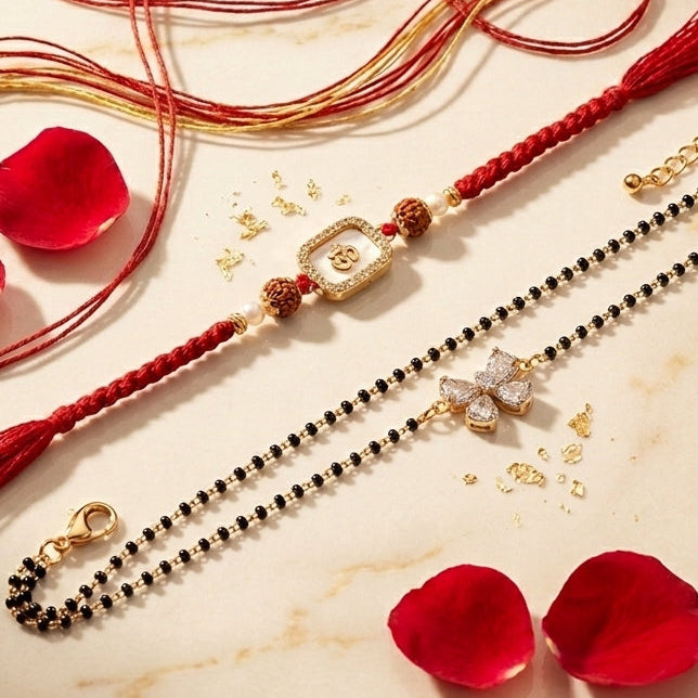 Om & Butterfly Bracelet Bhai Bhabhi Rakhi