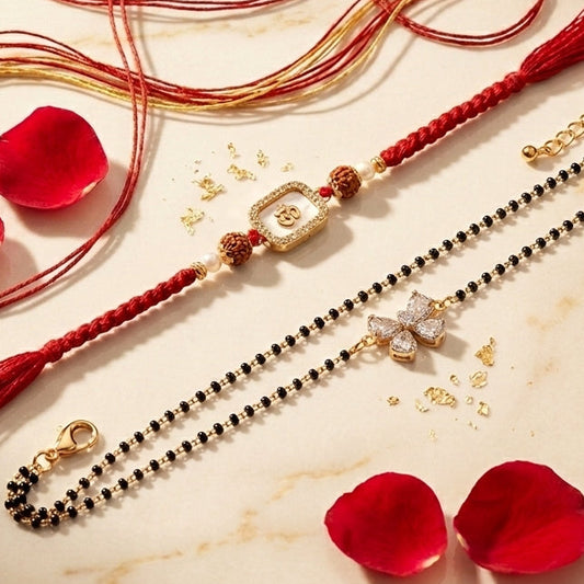 Om & Butterfly Bracelet Bhai Bhabhi Rakhi