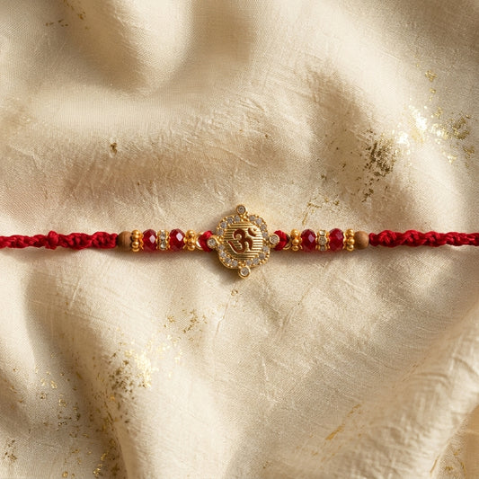 2 PC Radiant Om Gold-Tone Rakhi