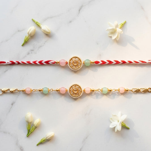 Celestial Pearl & Gemstone Bhai Bhabhi Rakhi