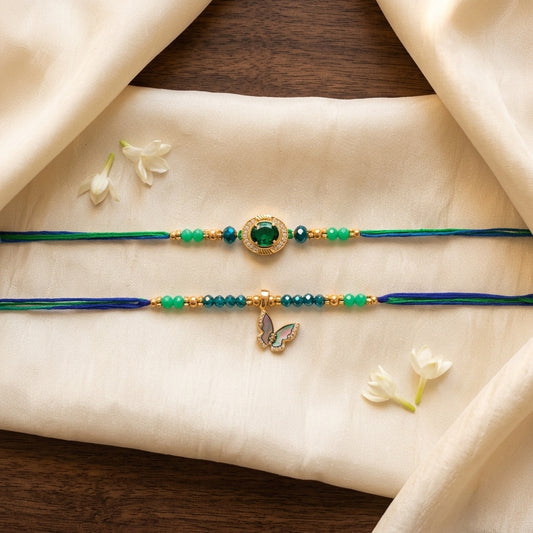 Emerald & Butterfly Bhai Bhabhi Rakhi