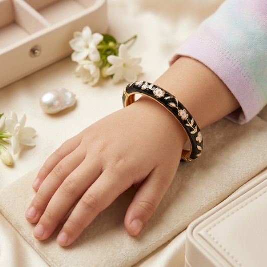 Kids Enamelled Floral Gold-Finish Designer Bangle | Lady Zone