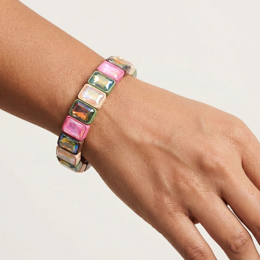 Premium Gunmetal Crystal Stretch Bracelet | Lady Zone