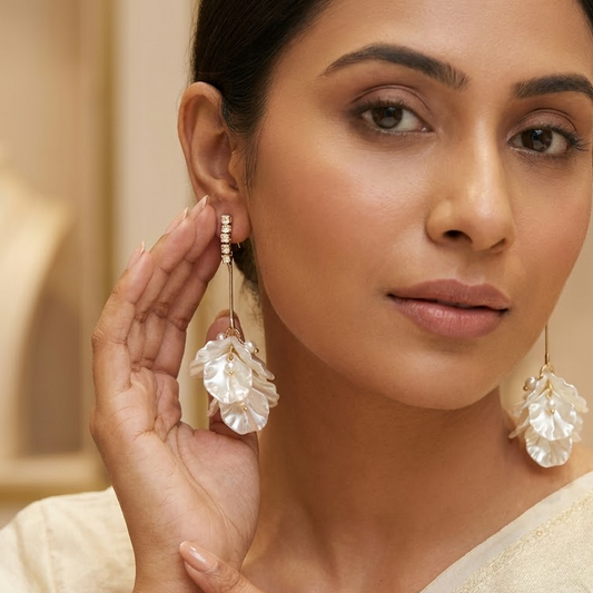 Crystal Post & Cascading Petal Cluster Statement Earrings | Lady Zone