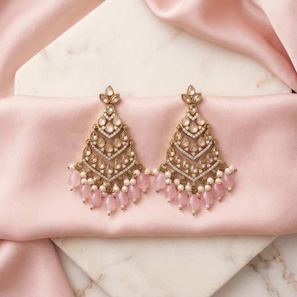 Royal Emerald Tiered Latticework & Beaded Statement Earrings | Lady Zone