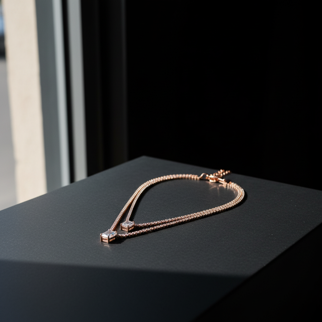 Elegant Rose Gold Layered Crystal Necklace