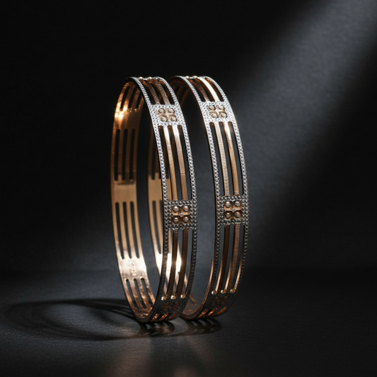 Dual Tone Imperial CNC Cut Designer Bangles for Women
