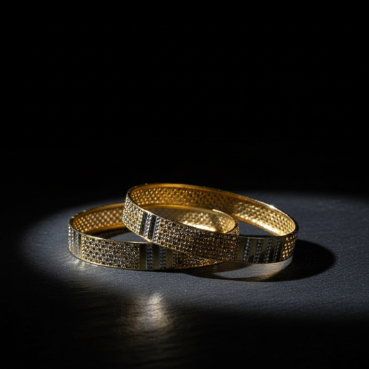 Gold Finish CNC Cut Designer Bangles for Women